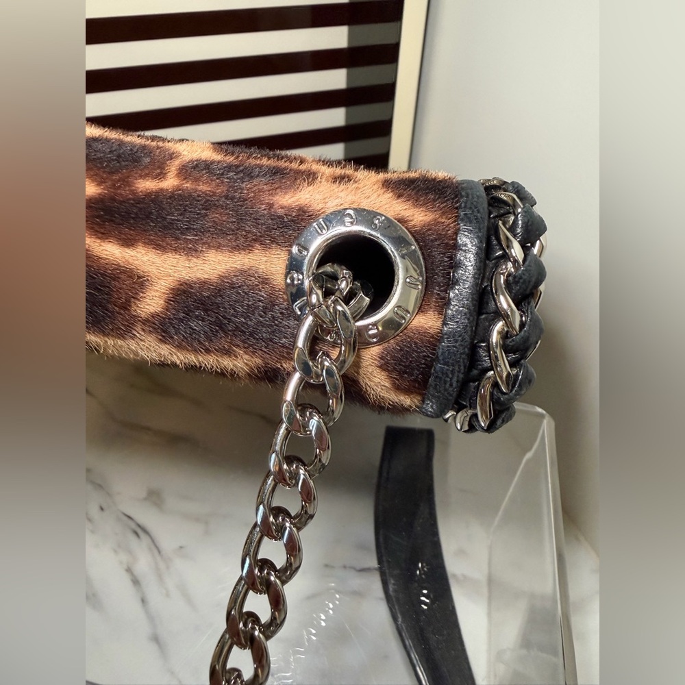 Henri Bendel Leopard Print Calf Hair Chain Shoulder Bag - Picture 6 of 14